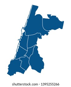 Outline map of Tel Aviv districts