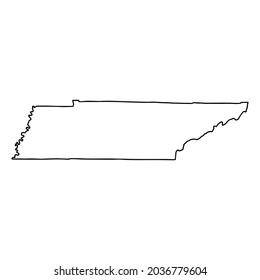 Outline map of Tennessee white background. USA state,  vector map with contour.
