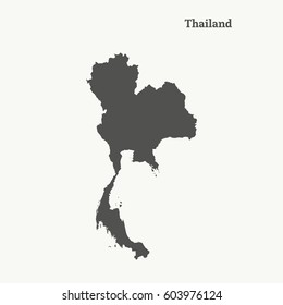 Outline map of Thailand.