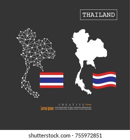 outline map of Thailand  with nation flag.vector illustration.
