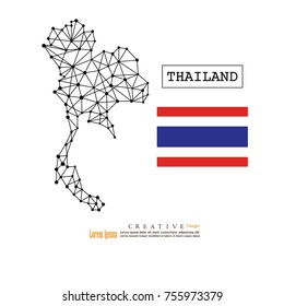 outline map of Thailand  with nation flag.vector illustration.