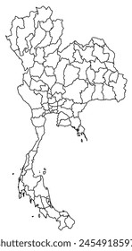 Outline of the map of Thailand with regions