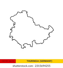 Outline Map of Thuringia - State of Germany Vector Illustration Design Template. Editable Stroke.