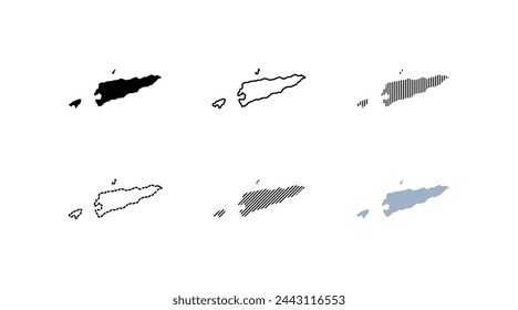 Outline map of the Timor. Map of the Timor. Linear style. Vector icons
