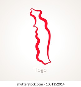 Outline map of Togo marked with red line.