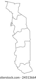Outline of the map of Togo with regions