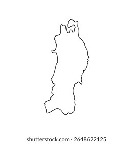 Mapa de Tohoku, Japão. Vetor de linha preta fina desenhado à mão da região do Japão