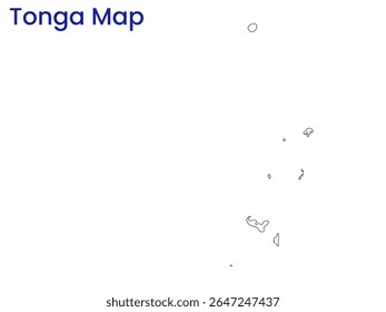 Outline map of Tonga. High detailed map of Tonga. Oceania