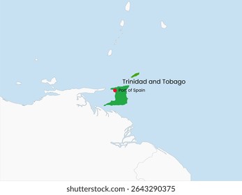 Mapa de Trinidad e Tobago. Mapa detalhado de Trinidad e Tobago. América do Sul.
