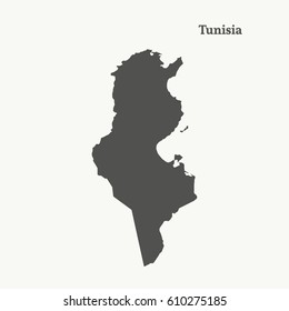 Outline map of Tunisia. Isolated vector illustration.