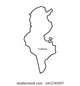 Outline Map of Tunisia Vector Design Template. Editable Stroke