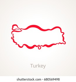 Outline map of Turkey marked with red line