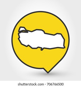 outline map of Turkey, yellow icon concept