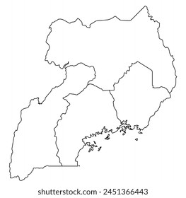 Outline of the map of Uganda with regions