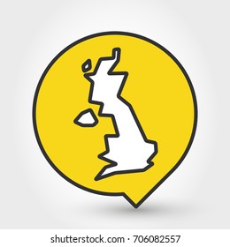 Outline Map Of UK, Yellow Icon Concept