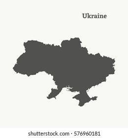 Outline map of Ukraine. Isolated vector illustration.