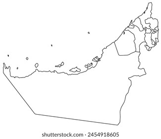 Umriss der Karte der Vereinigten Arabischen Emirate mit Regionen