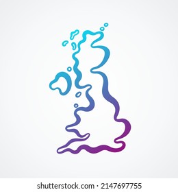 Outline map of United Kingdom with blue-purple gradient.