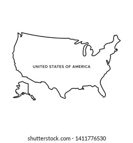 Outline Map Of United States Of America Vector Design Template. Editable Stroke