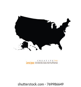 outline map of The United States of America  vector illustration.