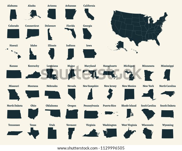 Outline map of the United States of\
America. 50 States of the USA. US map with state borders.\
Silhouette of the USA. Outline vector illustration.\
\
