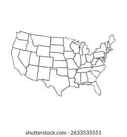 Outline Map of the United States with State Borders