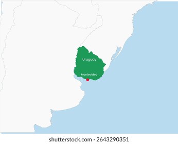 Mapa de estrutura de tópicos de Uruguai. Mapa detalhado do Uruguai. América do Sul.