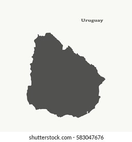 Outline map of Uruguay. Isolated vector illustration.