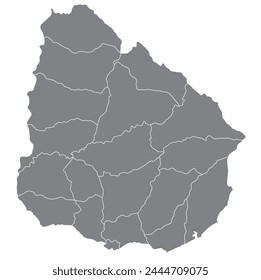 Esquema del mapa de Uruguay con regiones