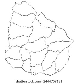 Outline of the map of Uruguay with regions