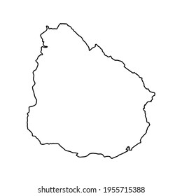 Mapa de esquema del fondo blanco uruguayo. Mapa vectorial con contorno.