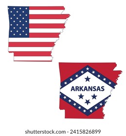 Outline of a map of the U.S. state of Arkansas  with a flag