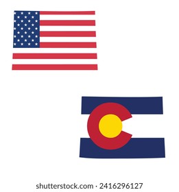 Esbozo de un mapa del estado de Colorado en Estados Unidos con una bandera
