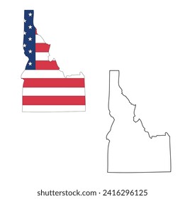 Outline of a map of the U.S. state of Idaho with a flag