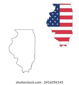 Outline of a map of the U.S. state of Illinois with a flag