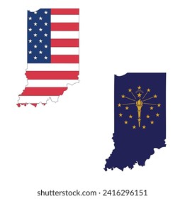 Outline of a map of the U.S. state of Indiana with a flag