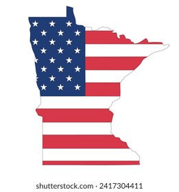 Outline of a map of the U.S. state of Minnesota with a flag
