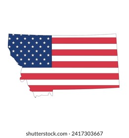 Outline of a map of the U.S. state of Montana with a flag