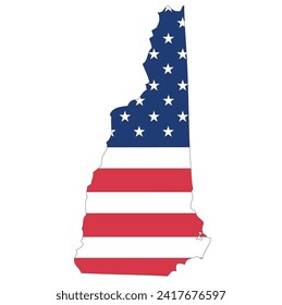 Outline of a map of the U.S. state of New Hampshire with a flag