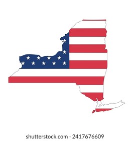 Outline of a map of the U.S. state of New York with a flag