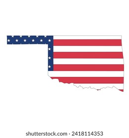 Outline of a map of the U.S. state of Oklahoma with a flag