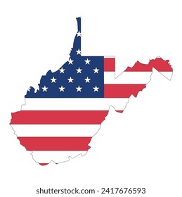 Outline of a map of the U.S. state of West Virginia with a flag