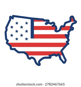 Outline map of usa with american flag inside unitedstates american patriotic national continent