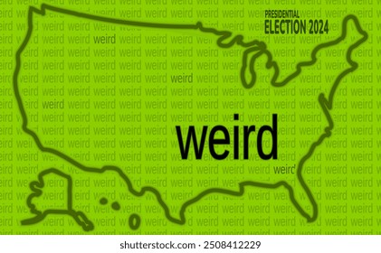 Mapa esquemático de los Estados Unidos con letras negras y desvanecidas deletreando 1 gran raro en una pared con muchos Pequeños raros sobre un fondo verde mocoso con las elecciones presidenciales de 2024 todo fuera de foco y poco claro