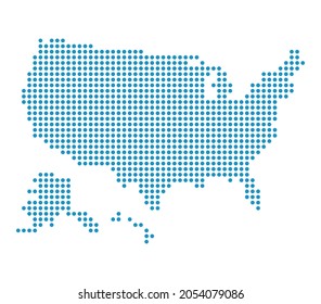 Outline map of USA from dots