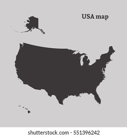 Outline map of USA. Isolated vector illustration. United States of America. US map. usa silhouette.