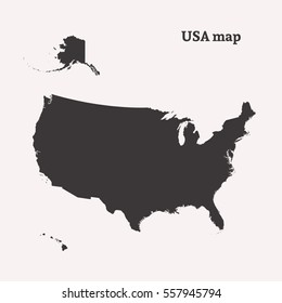 Outline map of USA. Isolated vector illustration. United States of America. US map.