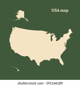 Outline Map Of USA. Isolated Vector Illustration. United States Of America. US Map. Usa Silhouette.