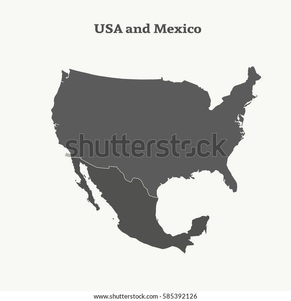 Outline Map Usa Mexico Isolated Vector : image vectorielle de stock