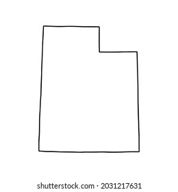 Outline map of Utah white background. USA state,  vector map with contour.